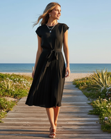 Jelica - Schickes Midikleid mit Falten in Schwarz