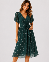 Elsinya - Anmutiges und fließendes Midi-Kleid in Grün