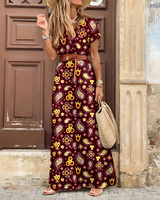 Lunna - Schickes Boho-Maxikleid in Dunkelrot