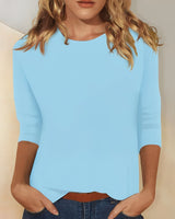 Katherina - Bequemes Rundhals-Shirt in Blau