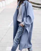 Champagne | Eleganter Wintermantel in Blau