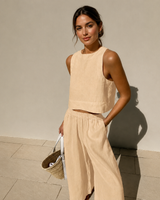 Thelma - Lässiges und Bequemes Hosen-Set in Beige