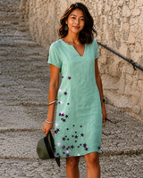 Josette - Lässiges Midikleid mit V-Ausschnitt in Hellgrün