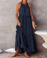 Vessa - Stilvolles Stufen-Maxikleid in Marineblau