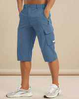 Cedrik - Dehnbare Cargo-Shorts in Blau
