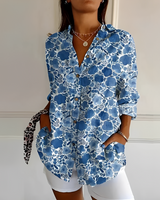 Eleanor - Stilvolle Bluse mit Knopfleiste in Blau