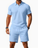 Aldrin - Trendiges Polo- und Short-Set für Männer in Hellblau
