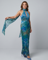 Juniper | Keyhole Halter Ärmelloses Maxikleid in Blau
