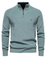 Gianni - Stilvoller Zip-Up Pullover in Seeblau