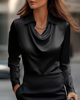 Chiara - Trendige Langarmbluse in Schwarz