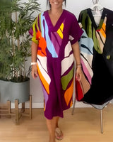 Rianna - Kleid mit abstraktem Druck in Lila (Fast ausverkauft)