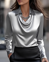 Chiara - Trendige Langarmbluse in Silber