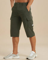 Cedrik - Dehnbare Cargo-Shorts in Dunkelgrün