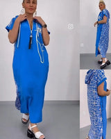 Filiz – Langes, Stilvolles Kleid Mit Kapuze in Blau