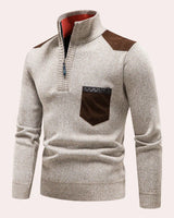Vigo - Stylischer Pullover mit Reißverschluss für Männer in Beige