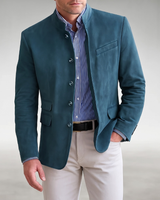 Cannes | Herren Elegante Strukturierte Jacke – Strukturierter Blazer Herren in Petrolblau