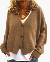 Gwen – Langärmelige Strickjacke in Khaki
