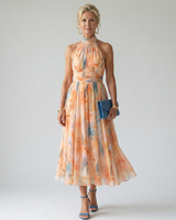 Elin | Weiches Halter Midi-Kleid in Mehrfarbig
