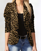 Nevaeh | Blazer mit Animal-Print und Reverskragen in Khaki