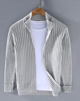 Frank™ - Massimo Merino-Cardigan mit Reißverschluss in Hellgrau