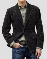 Herren Texturiert Cordjacke mit Taschen in Dunkelgrau