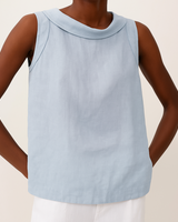 Serenity | Rollkragen Ärmellos Top in Blau