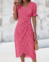Bernadette | V-Ausschnitt Kleid in Rot