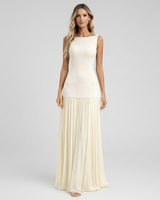Elina | Damen Elegantes Plissee Maxi Kleid Formell – Plissee Maxi Elegant 2026 in Elfenbein