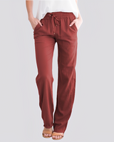 Damen Leichte Hose mit Elastischem Bund in Rot