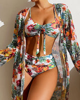 Lily - Bikini Set mit Tropenmotiv in Weiß