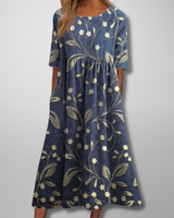 Gail – Florales Damen Maxikleid in Marineblau