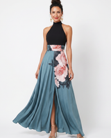 Olympas | Halter-Bodice Floral Rock Maxi Kleid in Mehrfarbig