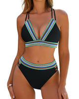 Stephanie | Figurbetontes Bikini-Set mit Kontrastdetails in Schwarz
