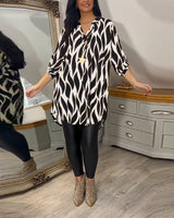 Eleanor - Damenbluse mit Muster in Weiß
