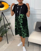 Sherlene - Leopardprint Kleid in Grün (Fast ausverkauft)