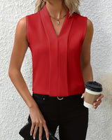 Romee | Weißes Ärmelloses Tanktop in Rot