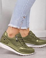 Raina - Schnür-Sneaker mit seitlichem Reißverschluss und lässiger Passform in Grün