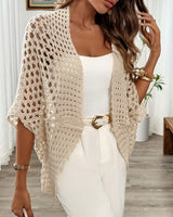 Kirsten | Damen Winter Offener Drapierter Cardigan in Beige