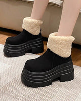 Damen Plateau-Stiefeletten mit Steppmuster - Svea in Schwarz