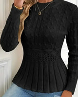 Bellie - Grob Gestrickter Pullover Mit Rundhalsausschnitt in Schwarz