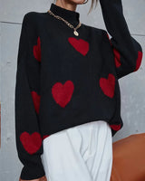 Hers | Herz-Muster Rollkragenpullover Damen – Lässig & Stylisch in Schwarz