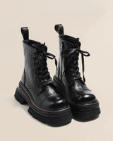 Halbhohe Schnürstiefel für Damen - Vianey in Schwarz