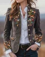 Anisaa – Elegante Jacke Mit Stehkragen in Dunkelgrau