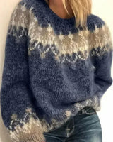 Annika | Gemütlicher Winter-Weihnachtspullover mit lockerem Schnitt in Blau