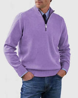 Ben | Modischer Warmer Pullover Mit Halbem Reißverschluss in Hellviolett