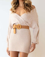 Marisol  | Überschnittener Ausschnitt Kleid in Beige