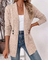 Linsey - Elegante Strick Jacke Mit Offener Vorderseite in Beige