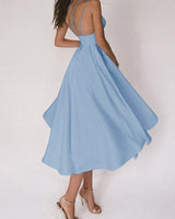 Rosebud | Kleid mit V-Ausschnitt und Trägern in Blau