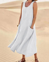 Tina™ - Sommer Leinenkleid in Weiß