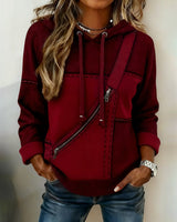 Soniya – Hoodie im Color-Block Schau mit Diagonalstreifen in Burgund